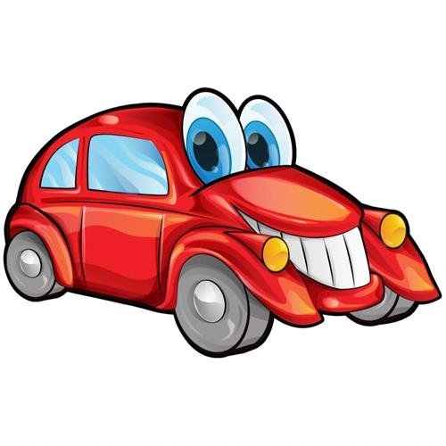 Car Theme Red Cartoon Car Transparent Sticker